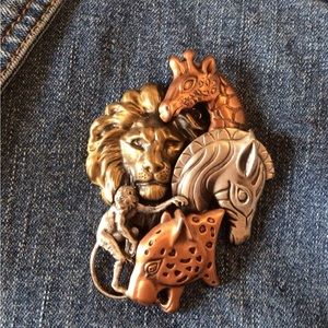 Vtg. Metal Safari Animal Brooch